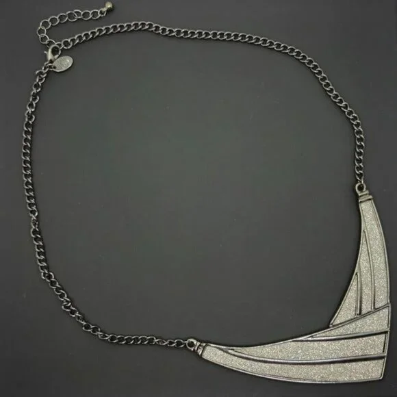 2/$15 Charming Charlie V-Shaped Statement Necklace With Glittery Panels (EUC) - Picture 2 of 5